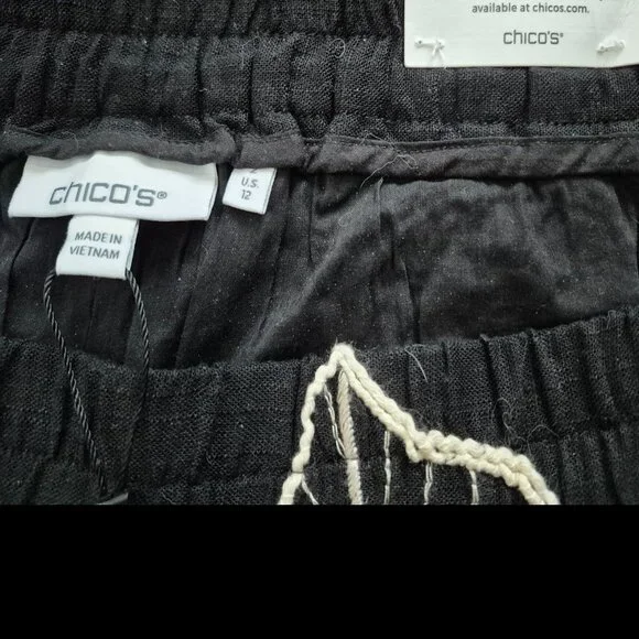 Chico's embroidered wide-leg cropped pants, black/neutral, sizes M and L - Picture 5 of 10